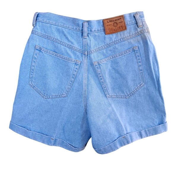 Lizwear Vintage Womens Shorts 10 28" High-Waisted Light Denim Jean Shorts 90's - Picture 3 of 5